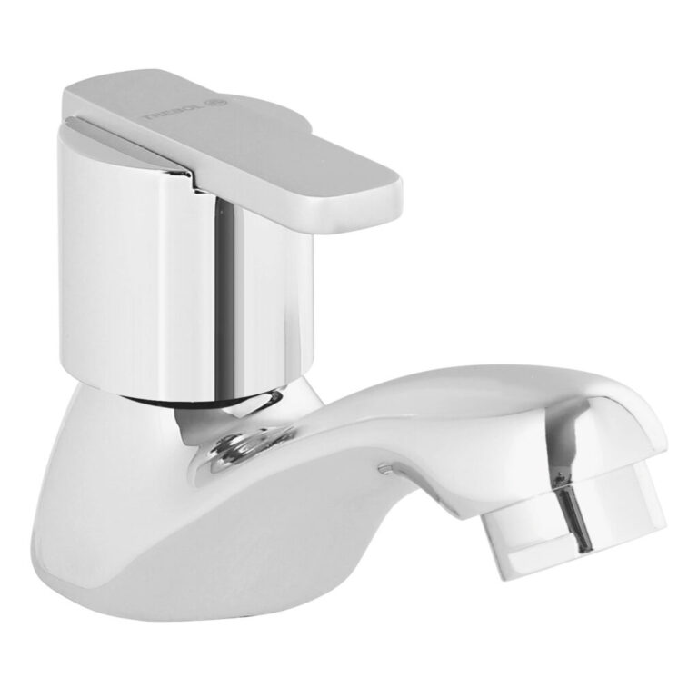 Llave veneto para lavadero en bronce cromado con perilla acrilico y aireador. Encuéntralo en www.marketceramico.com
