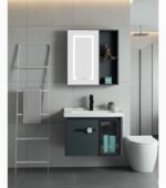 Mueble vanitorio con espejo LED de aluminio, diseño moderno y resistente a la humedad, ideal para baños elegantes y funcionales. Encuéntralo en www.marketceramico.com