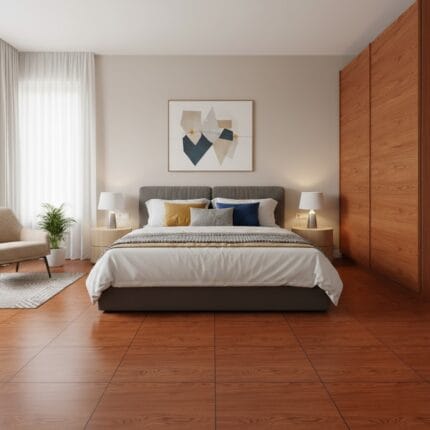 Piso natura caramelo 45x45 cm semi brillante con vetas pronunciados, resistente para sala, dormitorio, cocina,etc. De tráfico medio. Encuentralo en www.marketcemico.com