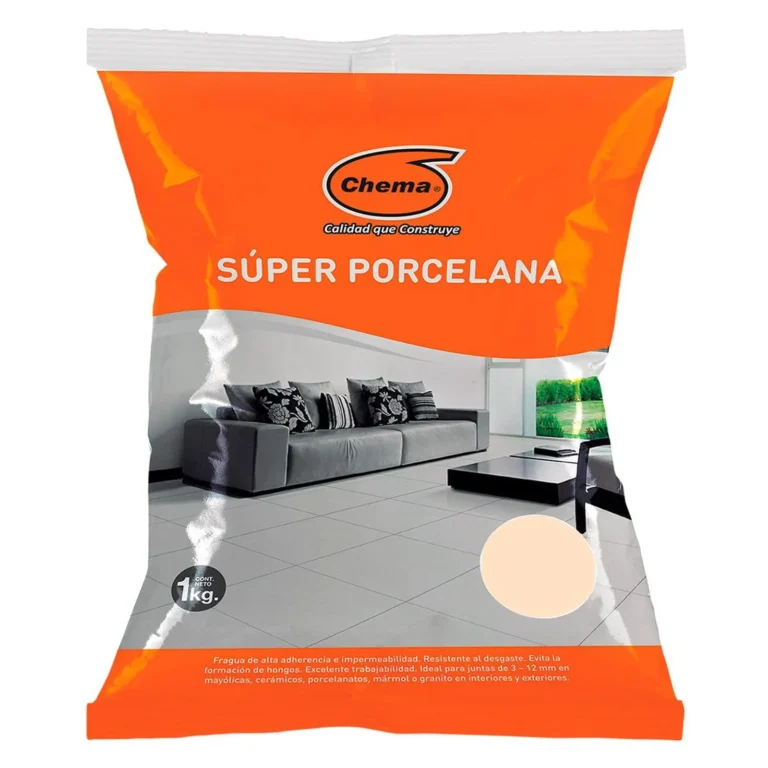 Fragua Súper Porcelana beige 1kg impermeable, duradera y fácil de aplicar. No se agrieta ni pierde color. Encuéntrala en www.marketceramico.com