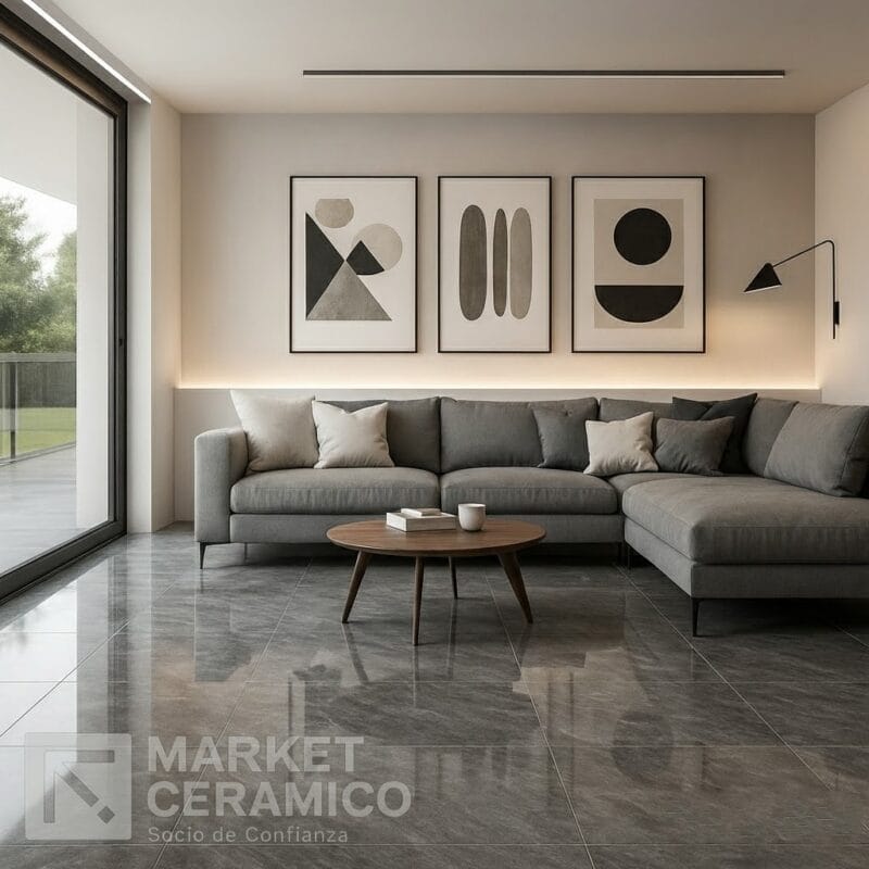 Porcelanato vitrificado torento gris 60x60 cm, ideal para salas, comedores y dormitorios. Enciéntalo en www.marketceramico.com