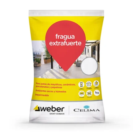 Fragua Premium Blanco 1 kg Celima Weber. Impermeable, duradera y fácil de aplicar. No se agrieta ni pierde color. Encuéntrala en www.marketceramico.com