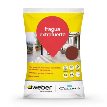 Fragua Premium marrón kg Celima Weber. Impermeable, duradera y fácil de aplicar. No se agrieta ni pierde color. Encuéntrala en www.marketceramico.com