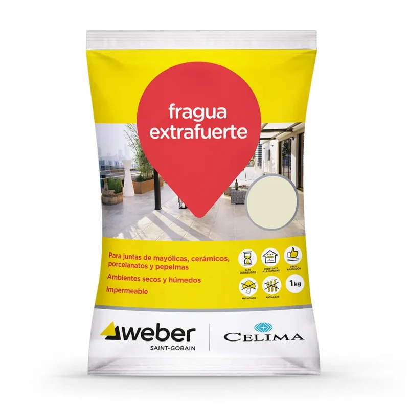 Fragua Premium médano Celima Weber. Impermeable, duradera y fácil de aplicar. No se agrieta ni pierde color. Encuéntrala en www.marketceramico.com
