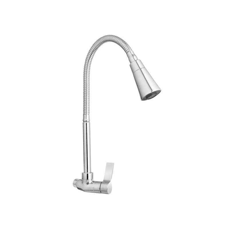Llave pico flexible Savona cromado1/2 para cocina, grifería premium con instalación a pared o mueble, doble función lluvia y aireado – Market Cerámico
