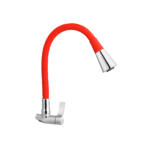 Llave pico flexible Savona rojo 1/2” para cocina, grifería premium con instalación a pared o mueble, doble función lluvia y aireado – Market Cerámico