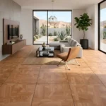 Piso cerámico Kari Beige 60x60 color madera semibrillante para salas, cocinas y dormitorios de tránsito medio.