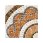 Cerámico exterior Taranto Mocca 45x45 con diseño geométrico circular en tonos mocca, beige y gris para piso de terraza y patio.