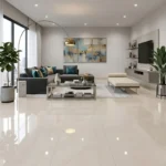 Porcelanato normalizado beige brillante 60x60 cm marmolizado con vetas elegantes para pisos interiores | MARKET CERÁMICO