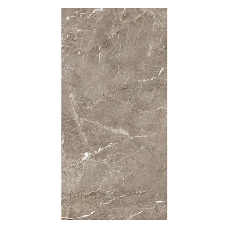 Porcelanato Broncita Taupe brillante rectificado 60x120 cm con diseño tipo piedra natural, vetas suaves y acabado destonificado