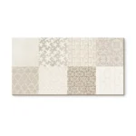 Mayólica Vento Mix Beige 30x60 cm con diseño de patrones geométricos y orgánicos en tonos beige, acabado brillante para revestimiento de pared elegante.