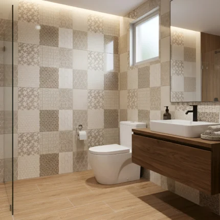 Mayólica Vento Mix Beige 30x60 brillante: diseño decorativo en tonos neutros que ilumina y aporta estilo moderno a tus paredes.