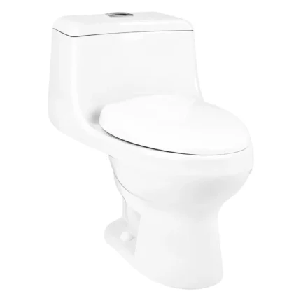 Inodoro one piece moderno Trébol Advance 2.0 blanco, ahorrador de agua con doble descarga, ideal para baños contemporáneos en Perú | Market Cerámico