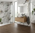 Porcelanato calacatta marrón 60x60 tipo mármol con vetas oscuras para pisos y paredes