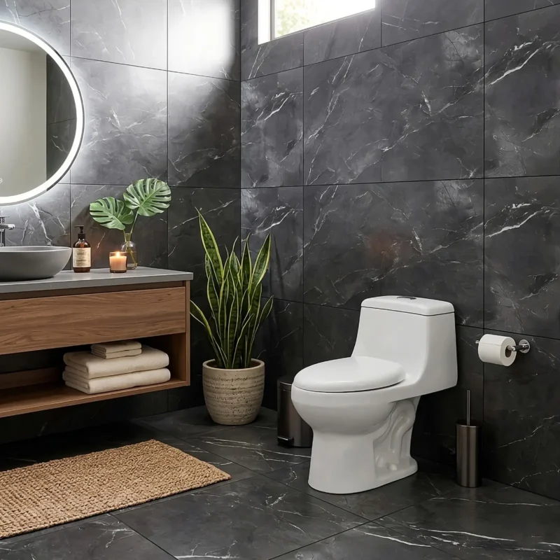 Inodoro One Piece Advance 2.0 Blanco Trebol con descarga dual y diseño moderno para baños contemporáneos.
