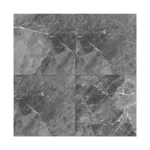 Porcelanato Vitri Emperador Grey 60x60 brillante vitrificado con diseño mármol gris oscuro y vetas elegantes de caras variadas