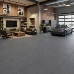 Porcelanato Rústico Grafito 60x60 cm mate color gris grafito, gres porcelánico vitrificado de acabado liso para pisos y paredes de alto tránsito. Disponible en Market Cerámico