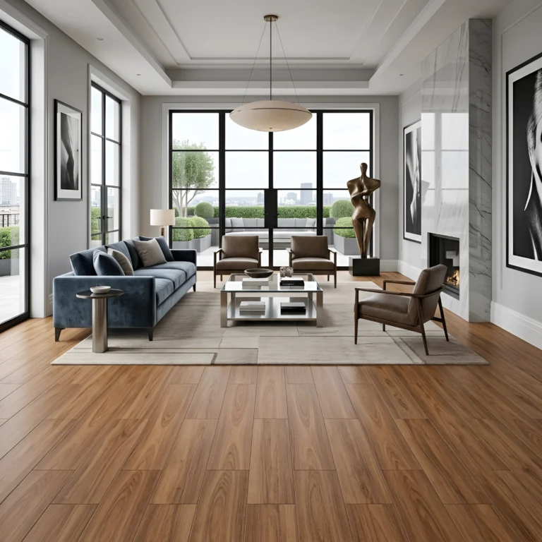 Porcelanato Tablón Wood Natural 20x100 cm mate con caras variadas, inspirado en la madera natural. Gres porcelánico de alto tránsito para pisos y paredes disponible en MARKET CERÁMICO.