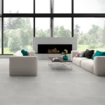 Porcelánico Celima Andine Blanco Cemento Mate Rectificado 60x60 cm para pisos modernos de alto tránsito.
