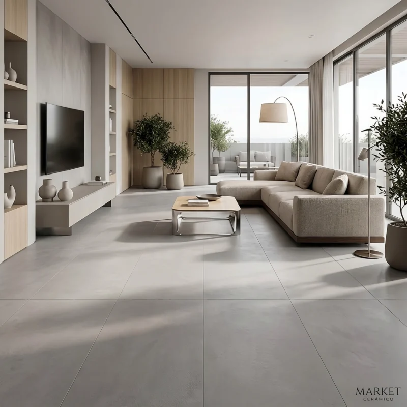 Gres porcelánico Concreto Silver mate 60x120 cm para pisos | Market Cerámico